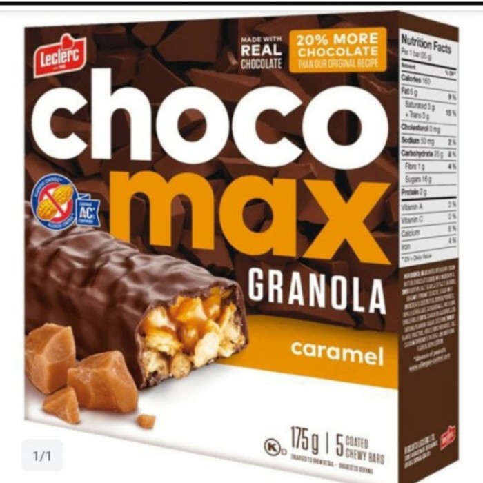 

leclerc choco max granola caramel / biskuit coklat rasa caramel / granola choco bar