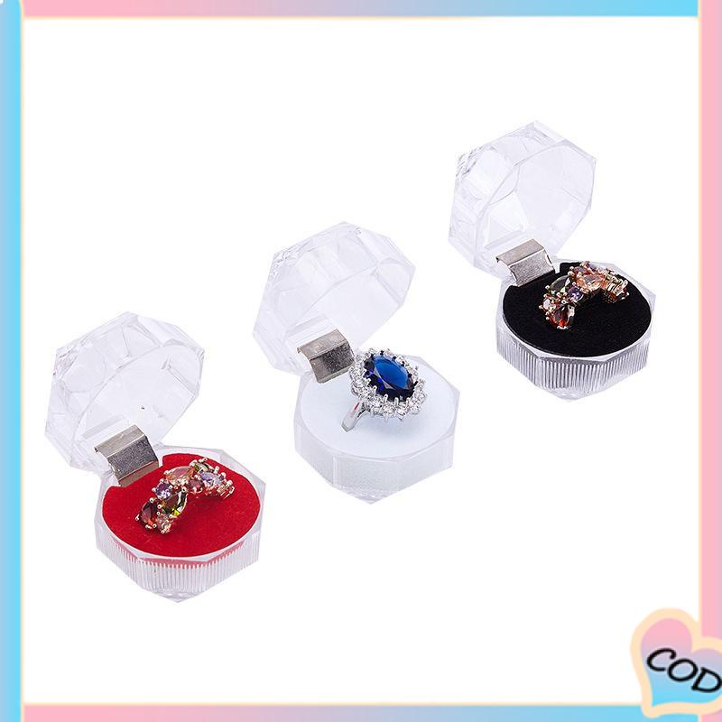 COD❤️ Kotak Cincin Mini Kotak Perhiasan Plastik Stud Earrings Cincin Kalung Perhiasan Kotak Kemasan Kotak Display-A.one