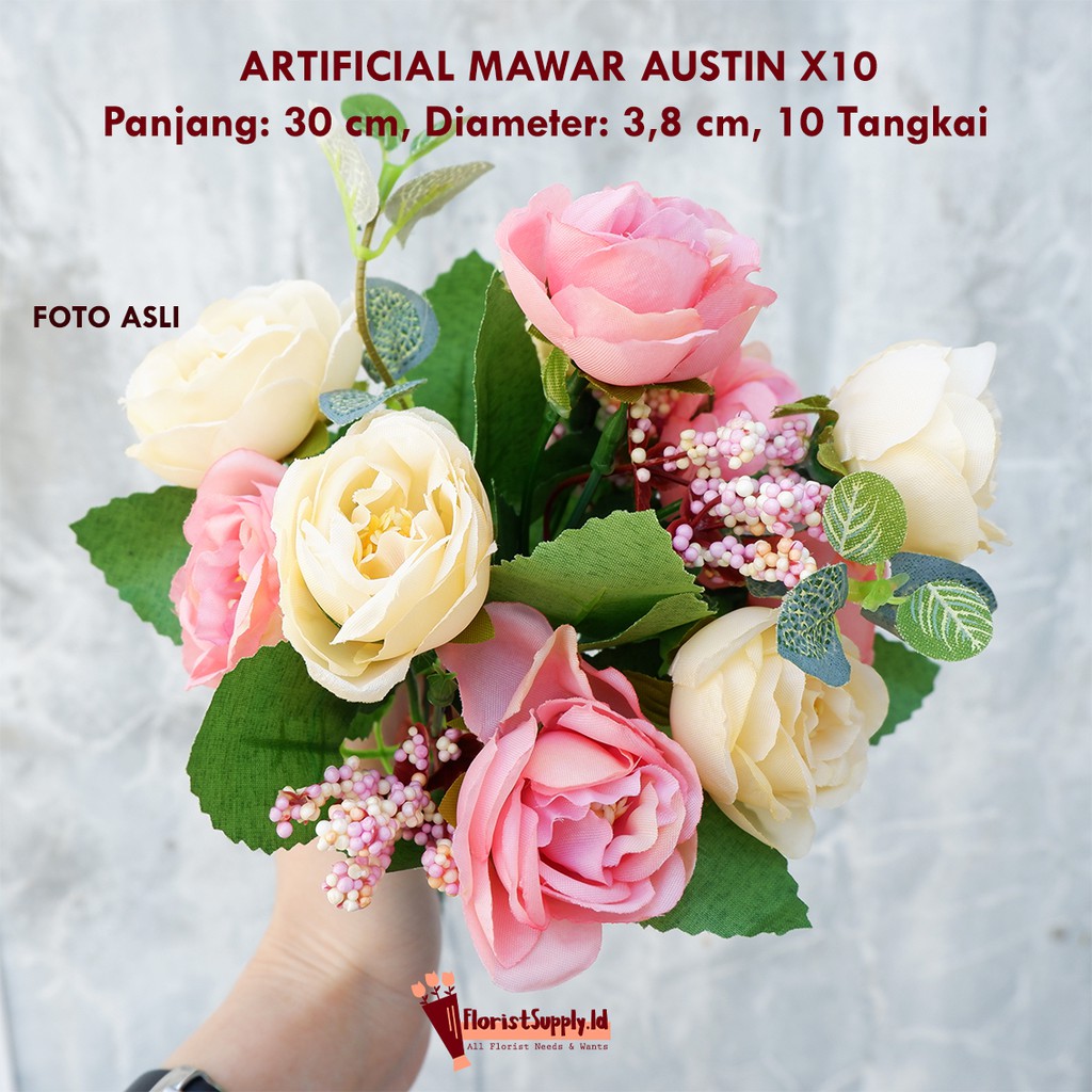 [10 Bunga] Artifisial Mawar Austin X10