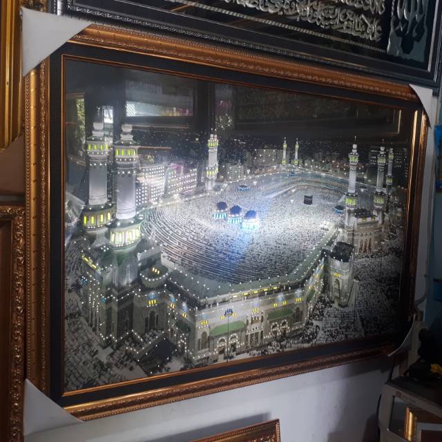 HIASAN DINDING KABAH LAMPU DAN MUROTAL QU'RAN UKURAN BESAR