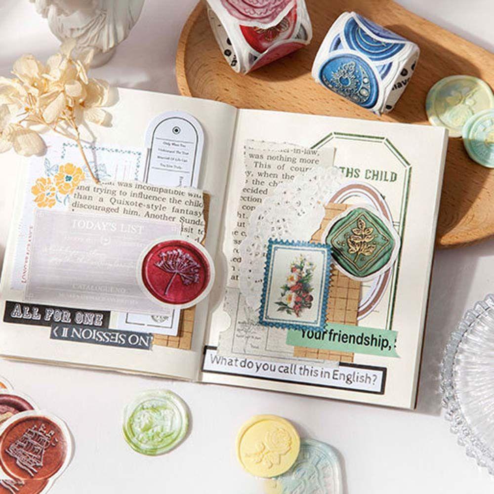 Mxbeauty Tape Stiker Kreatif 50pcs/roll Junk Jurnal Kolase DIY Akun Tangan Diary Diary Dekorasi Label