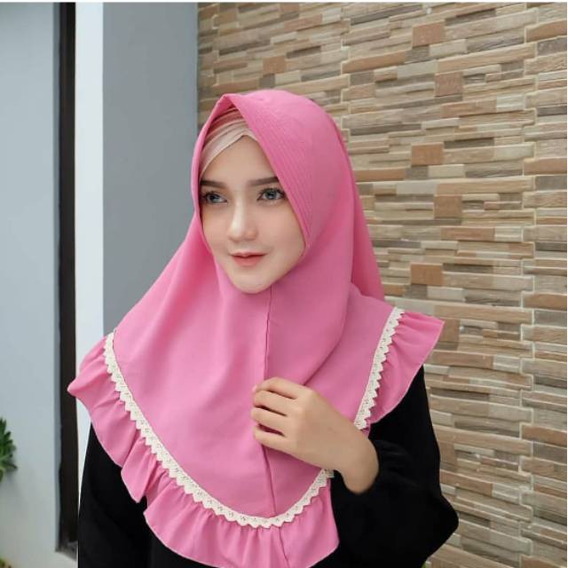 TERMURAH REMPEL RENDA KHIMAR RUFLE WOLFIS PET ANTEM JILBAB HIJAB