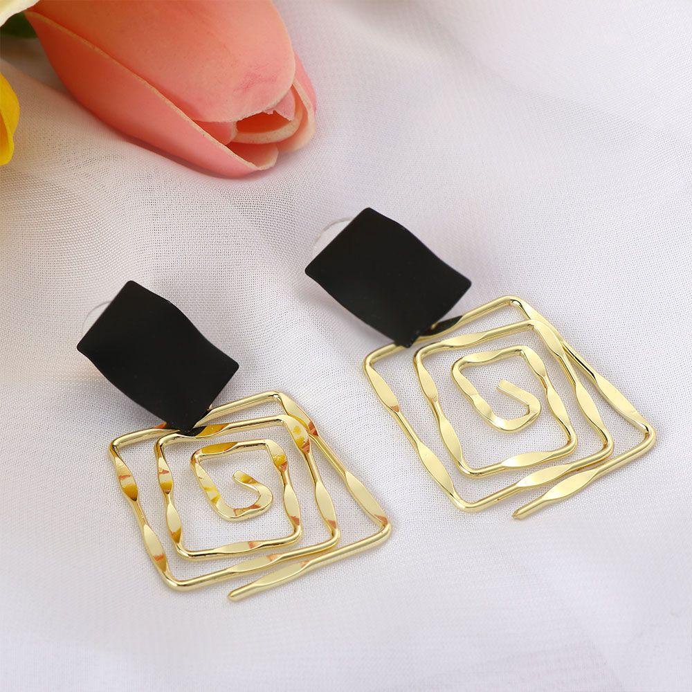 Preva 1pasang Anting Spiral Geometris Perhiasan Aksesoris Hadiah Pesta Pernikahan Alloy Metal Maze