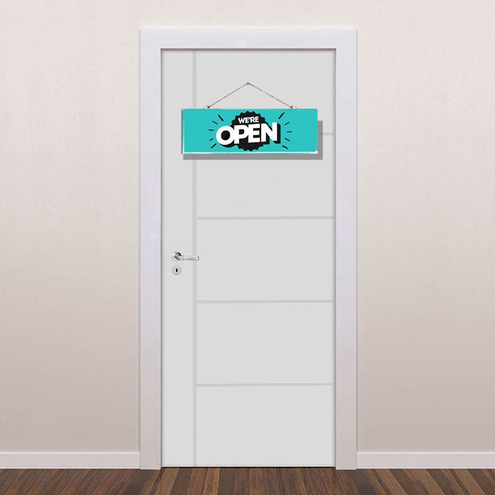 [NEW] Hiasan Pintu Tulisan We're Open Wall Decoration Pajangan Dinding 10cm x 30cm