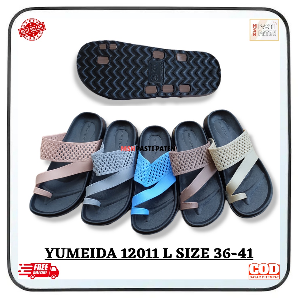 Sandal jepit jempol wanita dewasa bahan karet tahan air merk yumeida 22011 l ori murah