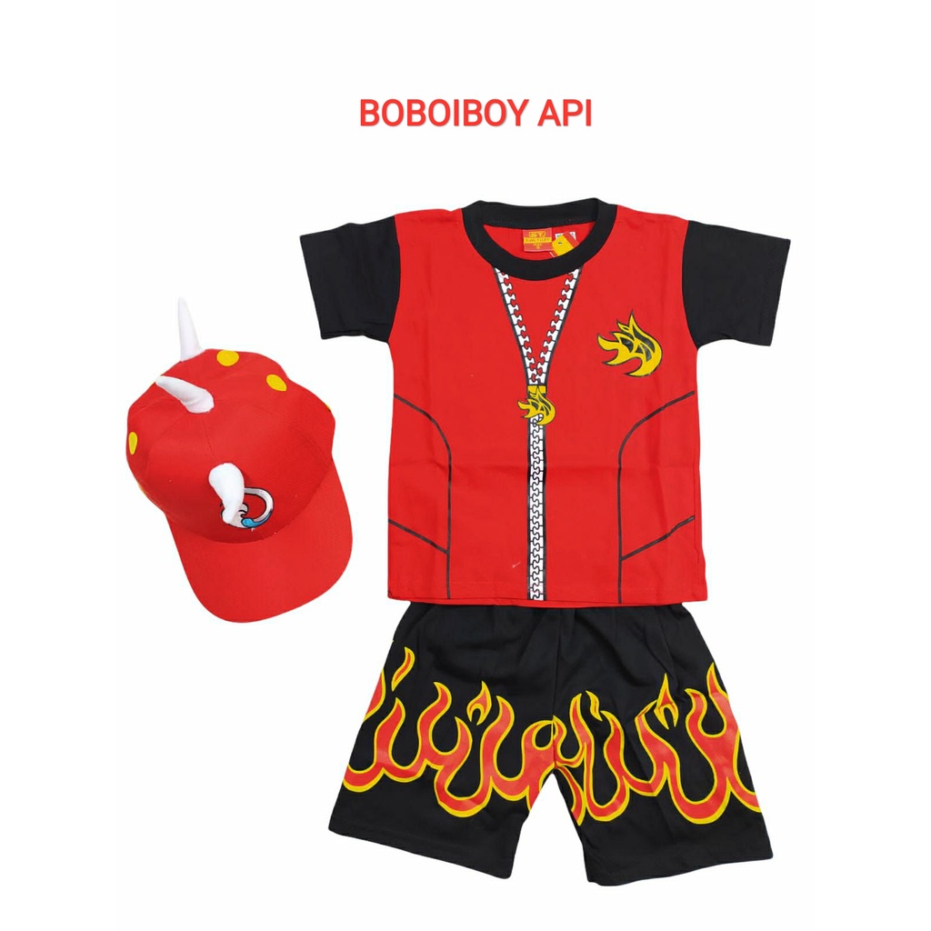 BAJU ANAK SETELAN ANAK LAKI LAKI BOBOIBOY GRATIS TOPI JUGA / BOBOIBOY HATALINTAR API GRATIS TOPI