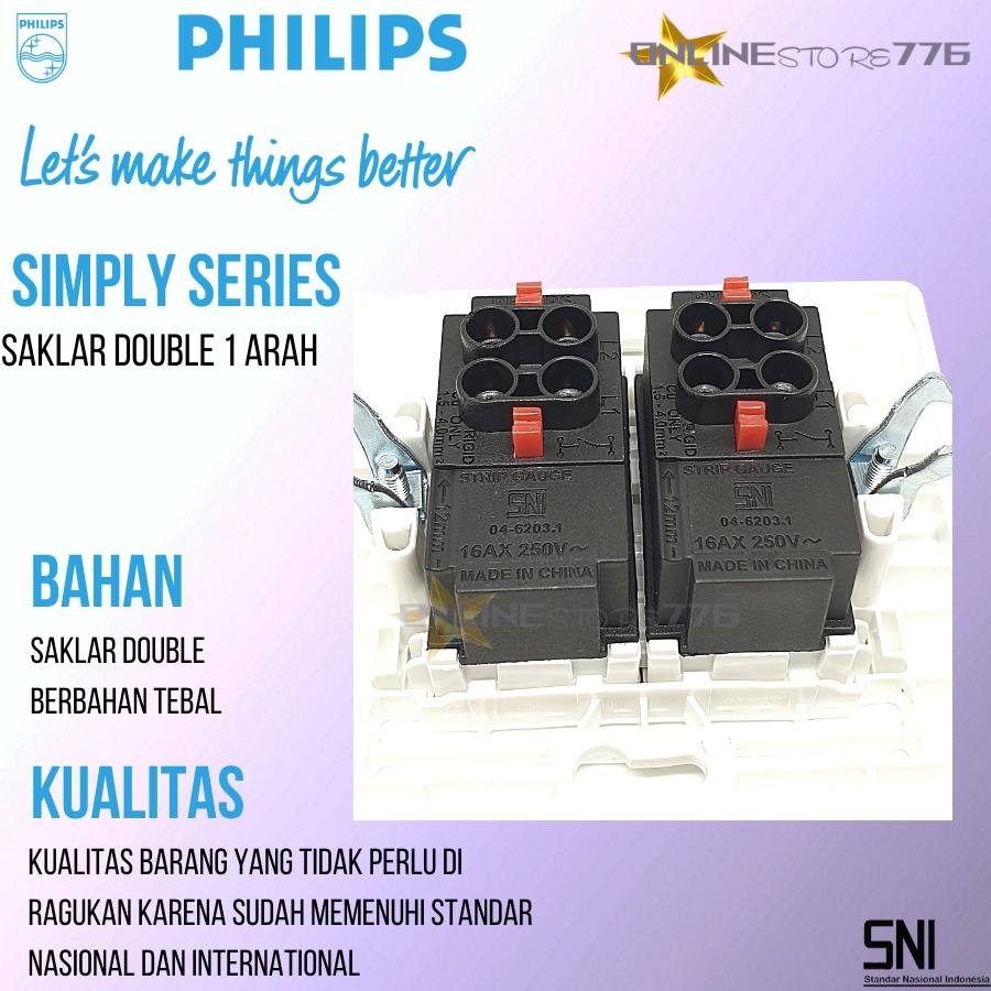 Saklar Double PHILIPS Simply 2 Gang 1 Way / Saklar Double Seri Ganda