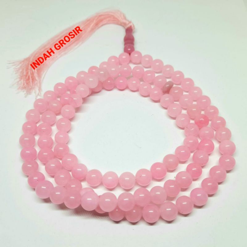 TASBIH BATU ROSE QUARTZ 8MM 99BUTIR ATAU 33BUTIR  ORIGINAL