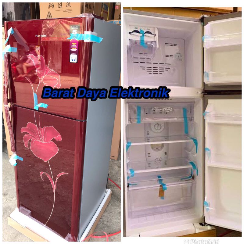 Kulkas Polytron Belleza 2 pintu PRM 21 BLR / 21BLB Kulkas 2 Pintu Tanpa Bunga Es