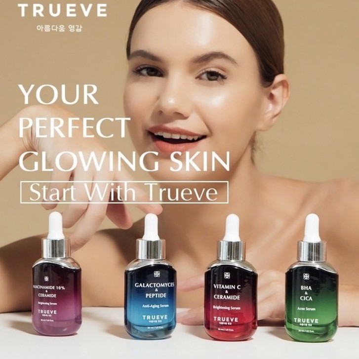 TRUEVE Niacinamide | Cica Vitamin C Galactomyces Ceramide Peptide AHA BHA PHA Serum