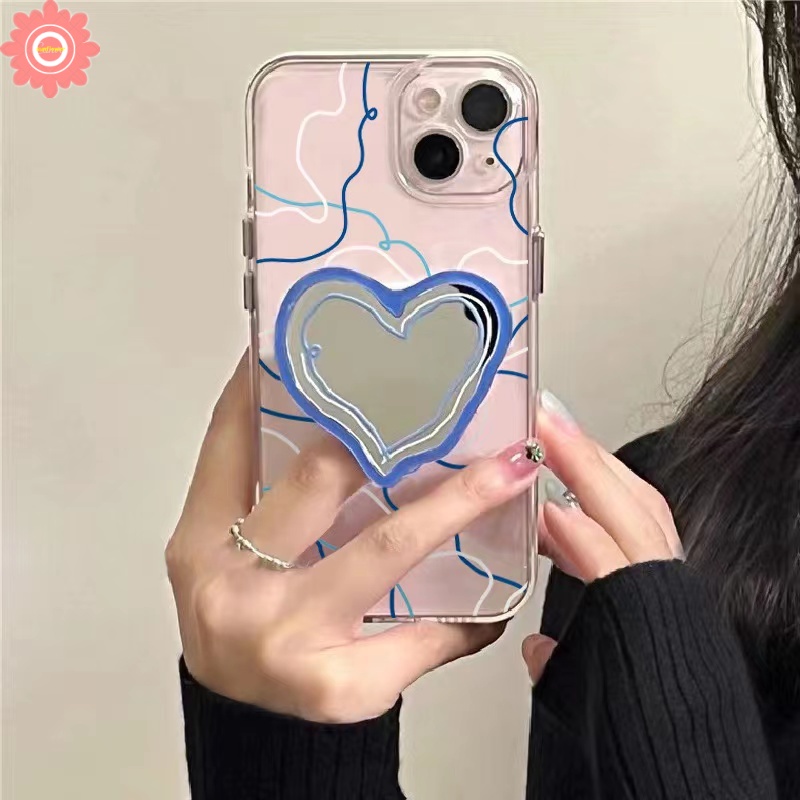 Creative Make Up Mirror Bracket Love Heart Phone Grip Cute Irregular Korea Holder Ring Universal Scalable Phone Stand Holder