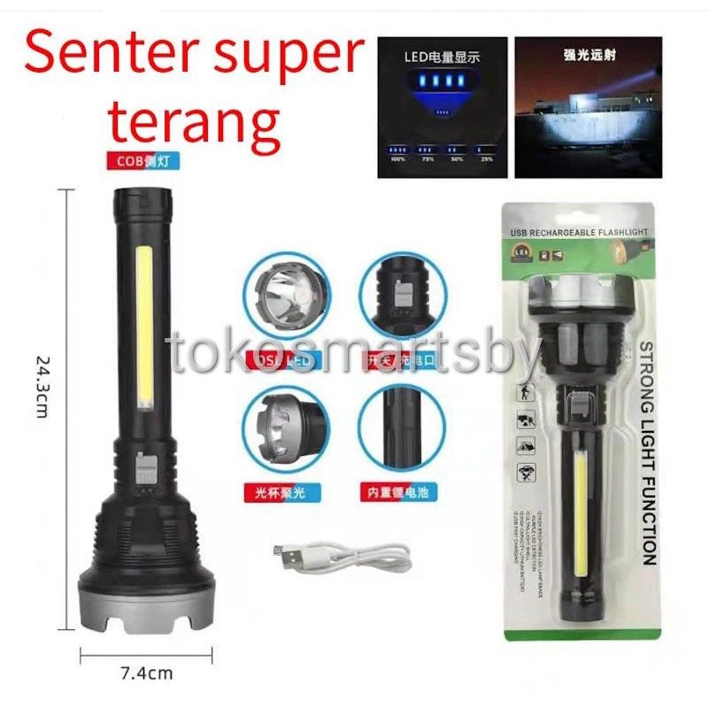 Senter Cob USB Charging / Flashlight QB 1968 Super Terang