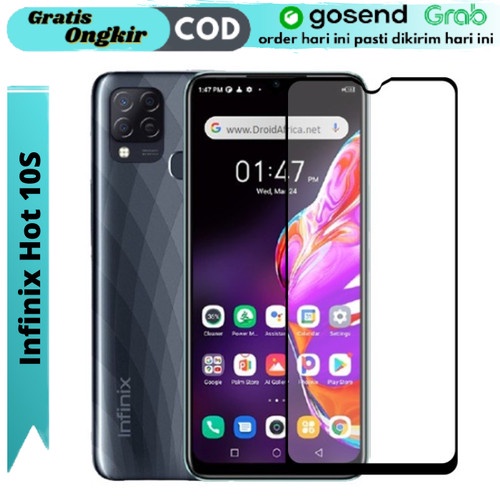 Inifinix Hot 10S Tempered Glass Kaca 9D Full Layar Full Layar Anti Gores TG Infinix Hot 10S