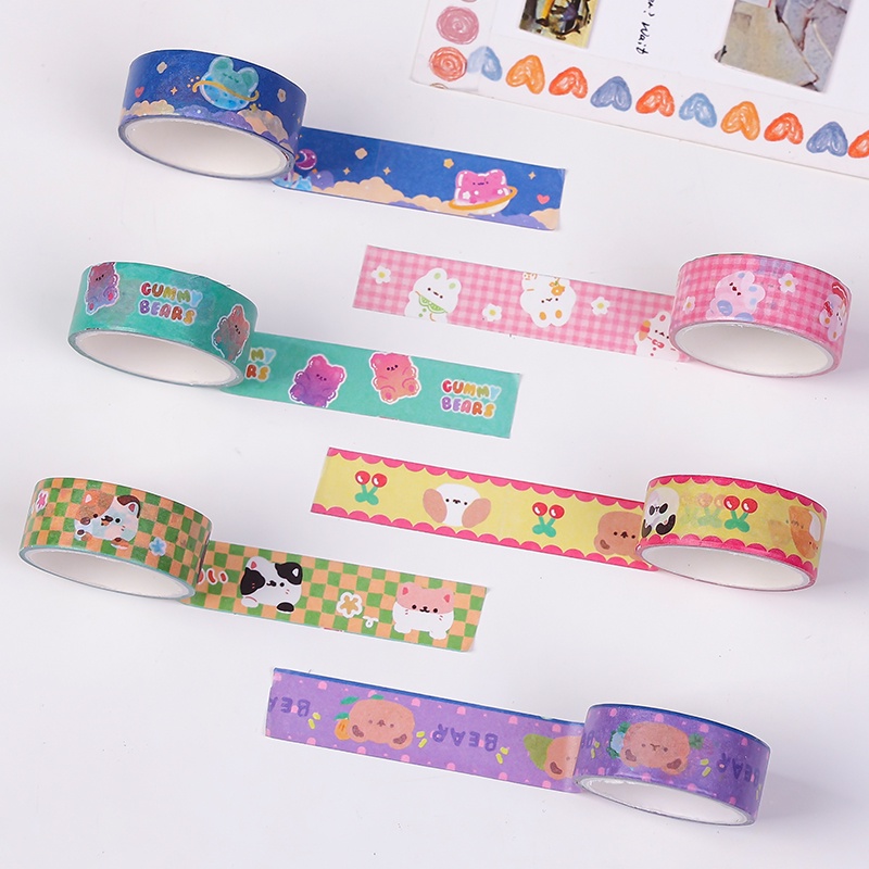 Stiker Tape Washi Motif Kartun Hewan Peliharaan Ukuran 3m Untuk Dekorasi DIY