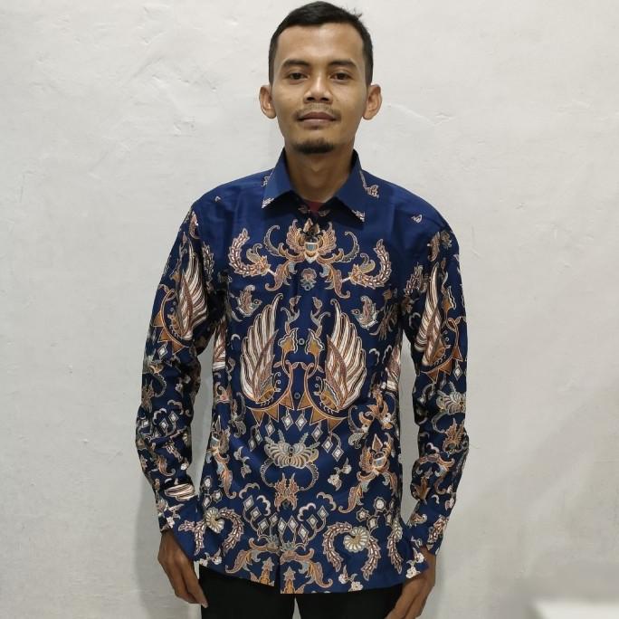 TREND KEMEJA ALISAN BATIK PREMIUM PANJANG SLIMFIT MOTIF GARUDA NAVY MERAH ORIGINAL KEMEJA