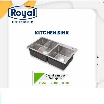 Royal Bak Cuci Piring / Kitchen Sink 2 Lubang Minimalis tipe Contempo Doppio