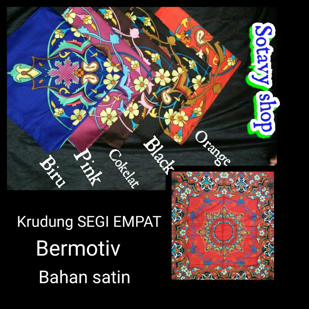 Jilbab Turky Segi Empat Bahan Satin Motif Kode A1 Super Murah Terbaik