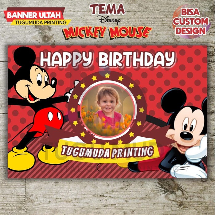 Cetak Banner|Backdrop|Spanduk Ultah/Ulang Tahun Anak -MICKEY MOUSE