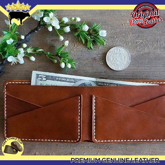 Dompet pria kulit asli bifold wallet brown tan Shopee 