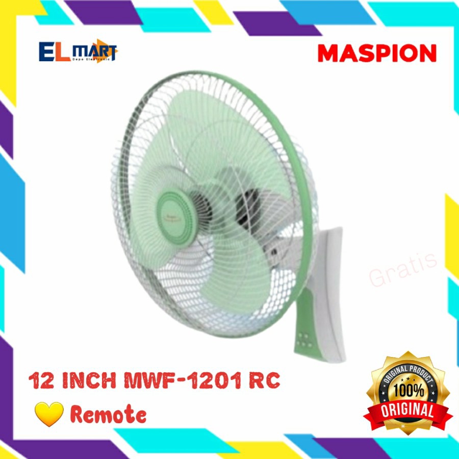 Kipas Angin Dinding Wall Fan Remote 12 inch MWF 1201 RC - 1201RC 12&quot; Maspion
