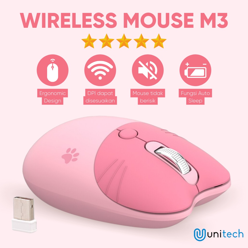 Mouse Wireless Unitech M3 Cat Paw 2.4G 1600dpi