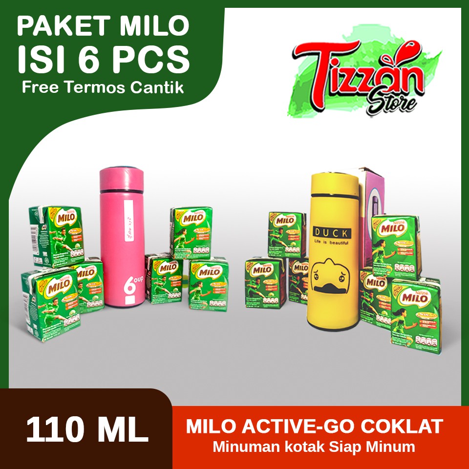 

Susu UHT Milo 110 ml Cokelat Isi 6pcs Bonus Termos Tumbler 450ml