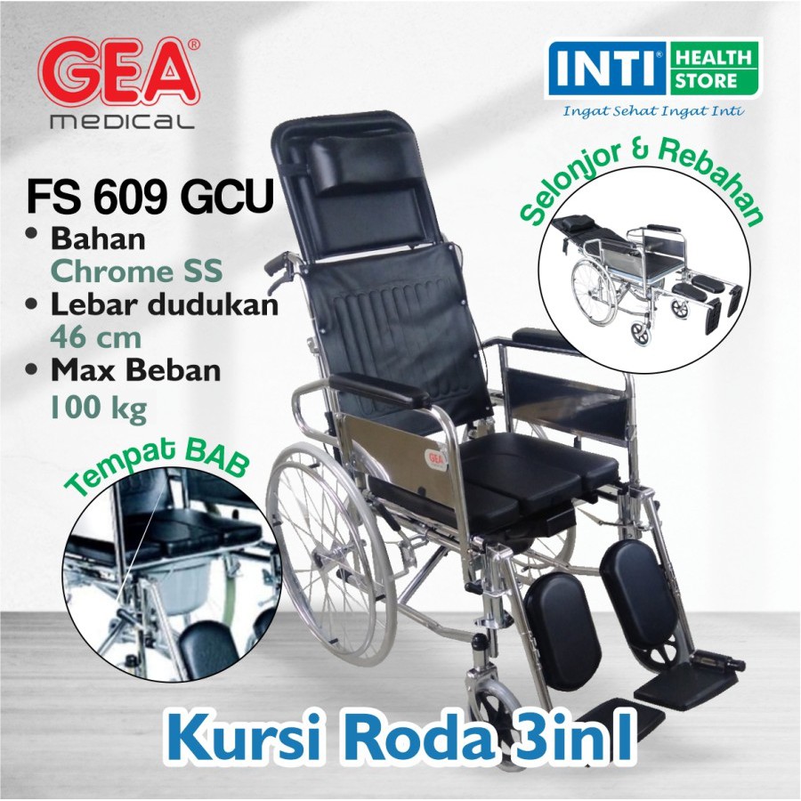 Gea | Kursi Roda 3 In 1 FS-609 GCU | Kursi Roda FS-609 GCU