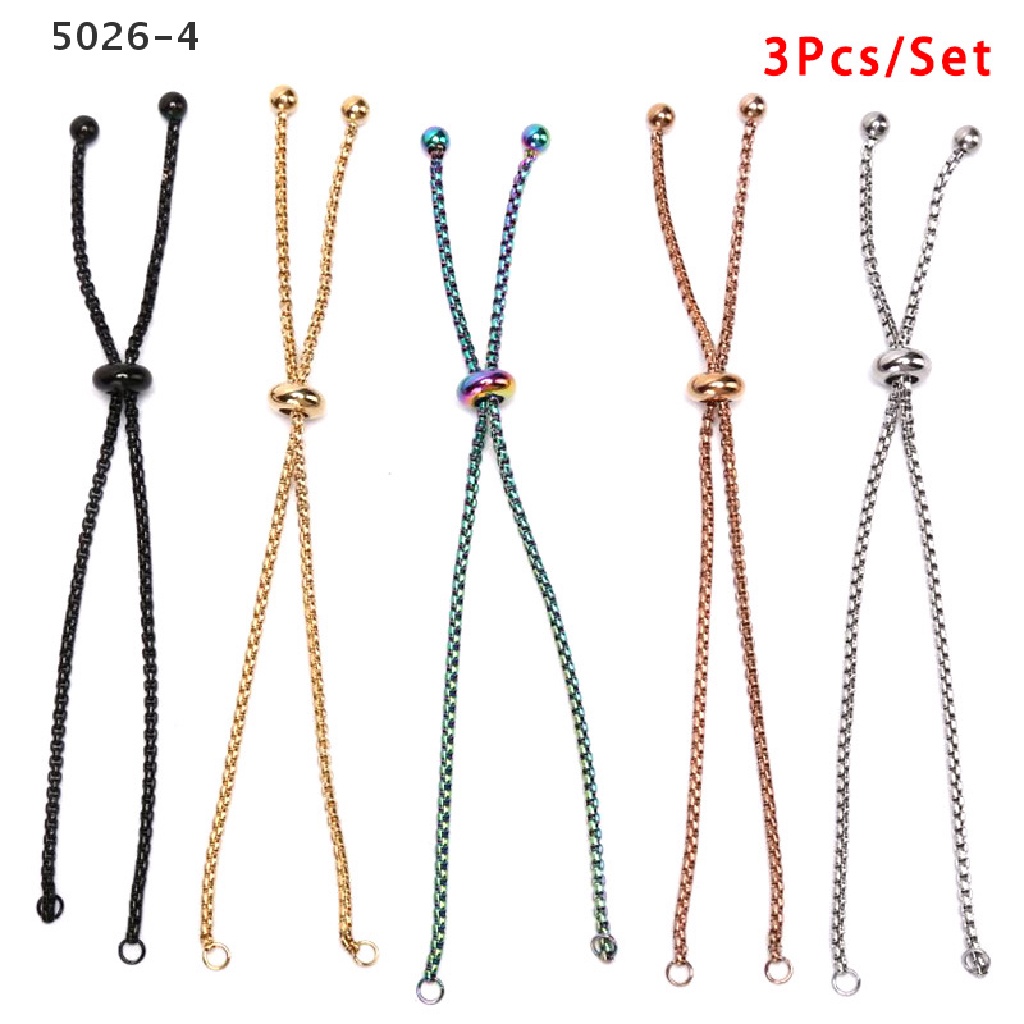 5026-4 3Pcs/Set Stainless Steel Adjustable Slider Chain DIY Jewelry Making Bracelets 5026-4