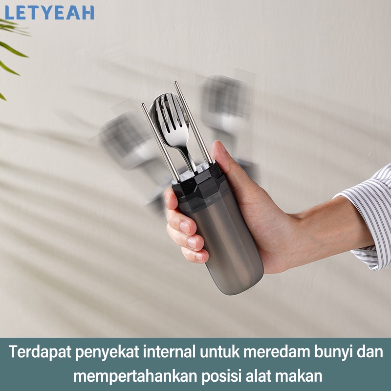 letyeah 3 pcs Sendok garpu set / Cutlery Set Stainless / Peralatan makan set portabel