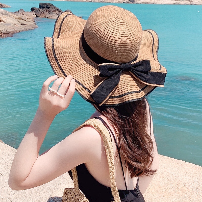 MAYSTAR Topi Pantai wanita Bunga pelindung UV -Summerhat Pantai import T58-1