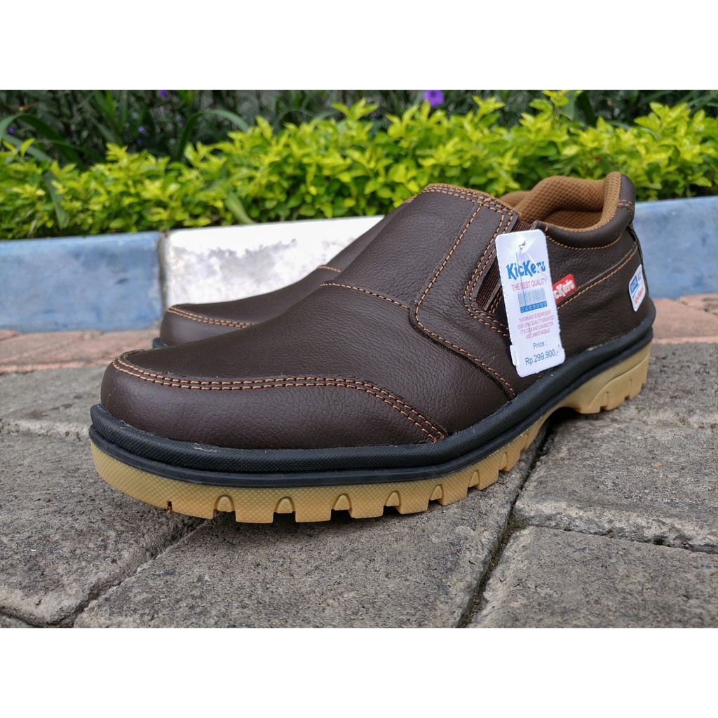 sepatu casual pria kickers bahan kulit asli f12