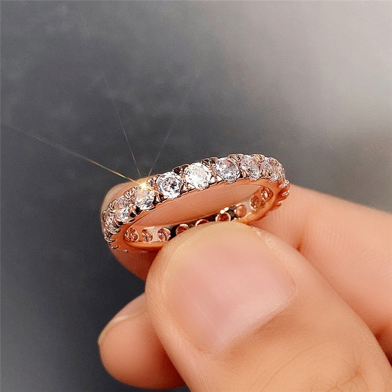 Cincin Batu Cubic Zirconia Bentuk Bulat Untuk Wanita