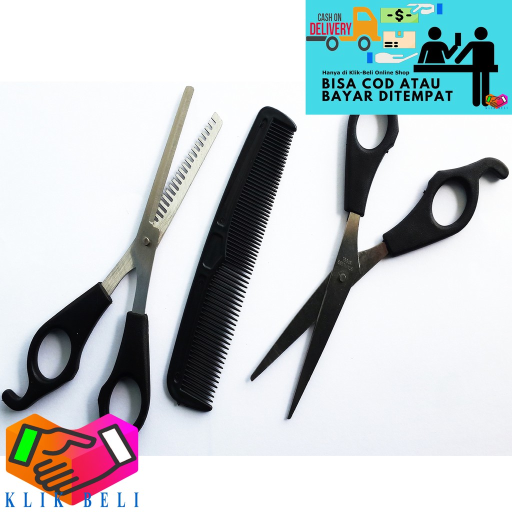 Gunting Sasak Set 3 Pcs / Gunting Rambut Set Pencukur Sisir Penipis Potong Rambut