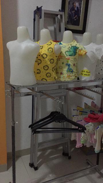 Gawangan Pipa Kotak Lebar 100 Cm, Dengan Rak Dan 6 Pcs Hanger Suling