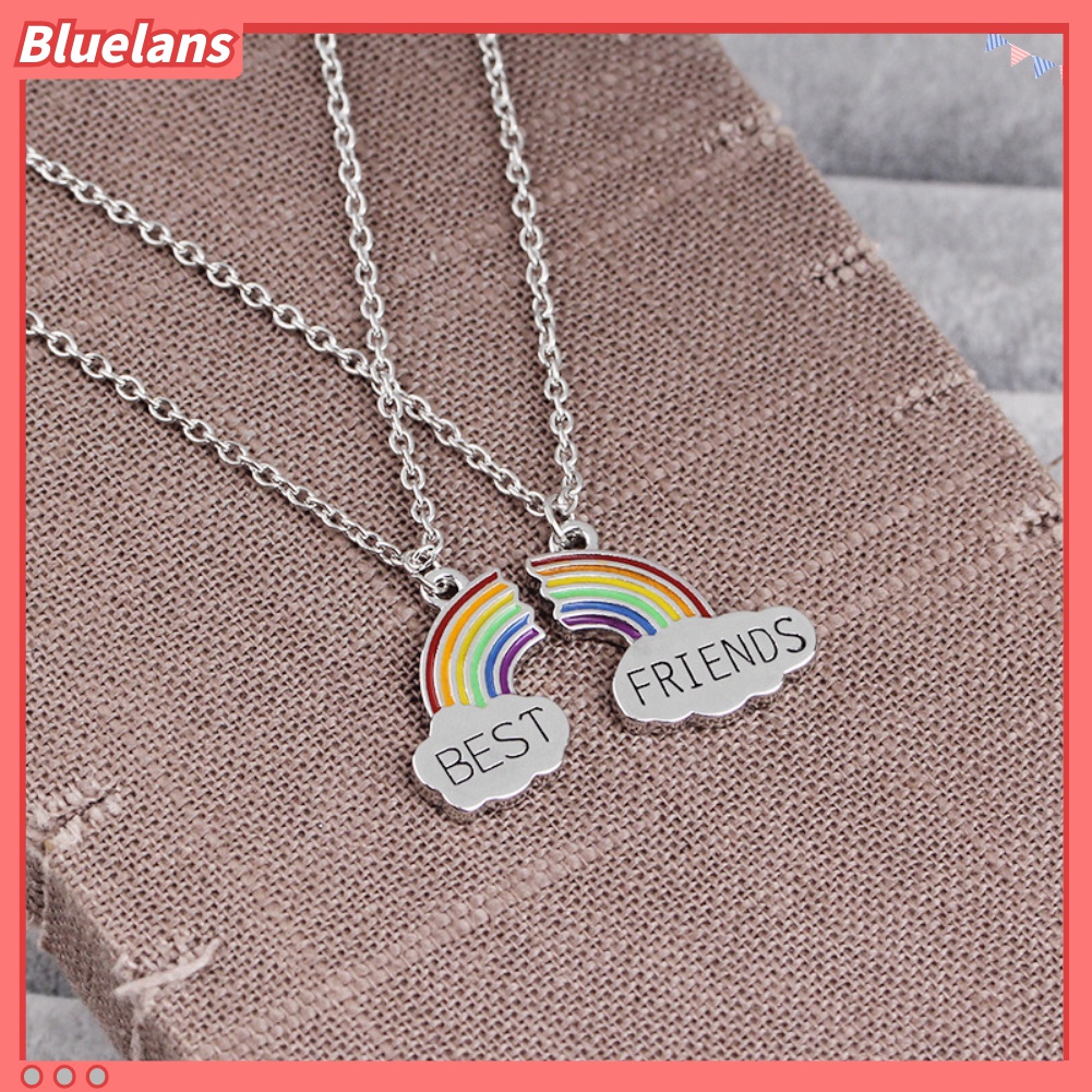 2pcs / Set Kalung Dengan Liontin Pelangi Untuk Wanita