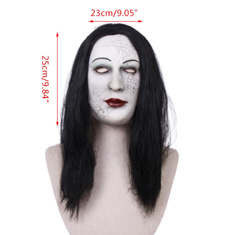 Topeng Hantu Wanita Rambut Panjang halloween latex