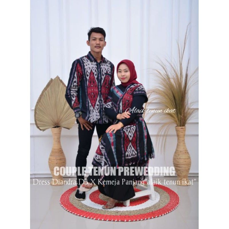 Baju tenun Couple tenun Couple Prewedding Dress diandra D3 X Kemeja Full Tenun Alaik Tenun Ikat