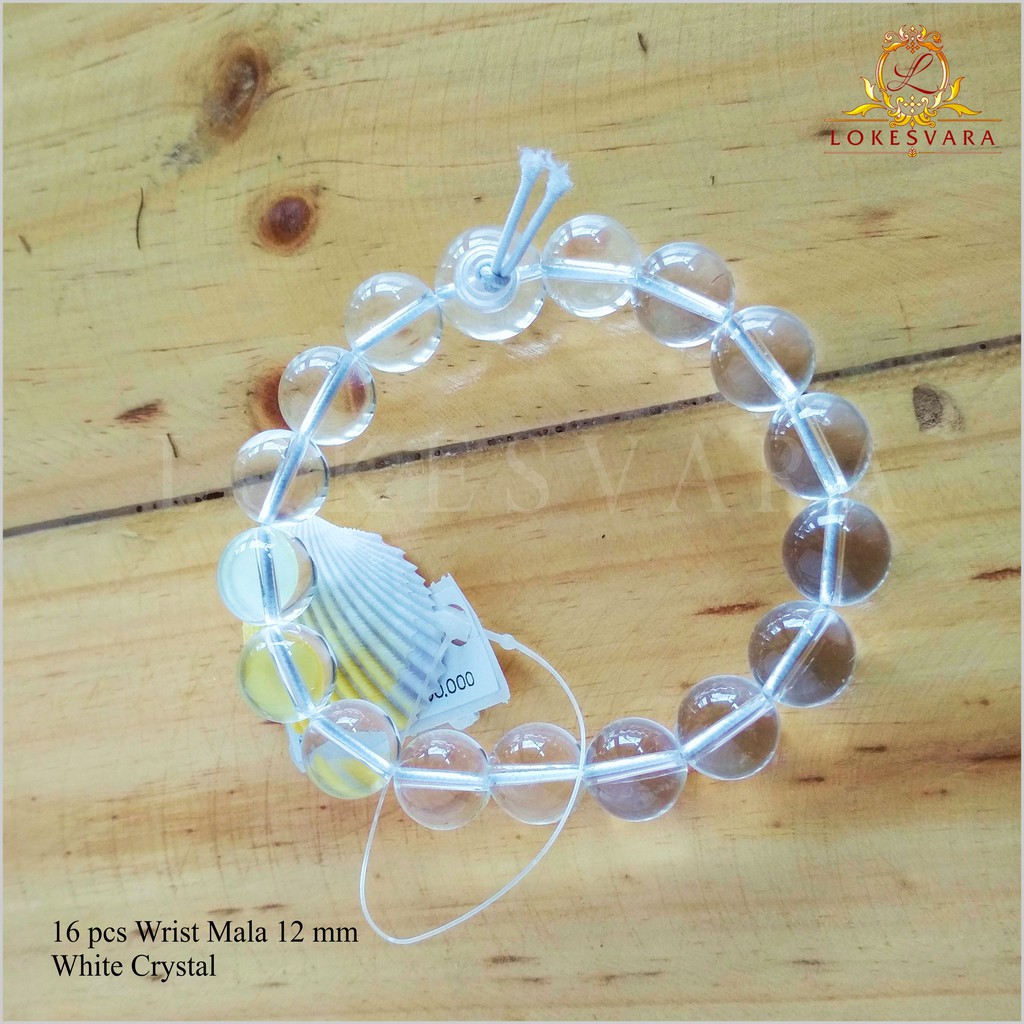 Gelang Batu Crystal 12 Mm White Crystal