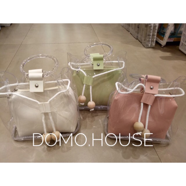 MINISO JELLY BUCKET BAG TAS SERUT TRANSPARANT