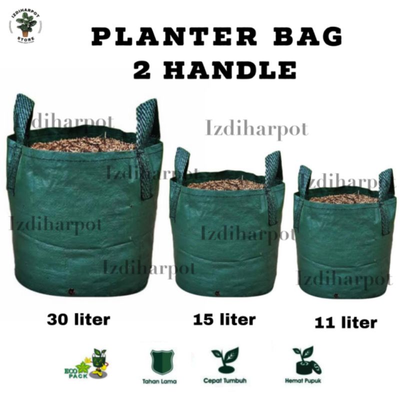 planter bag eco pack 15 liter 2 handle untuk pot tanaman - PLANTER BAG 15 LITER