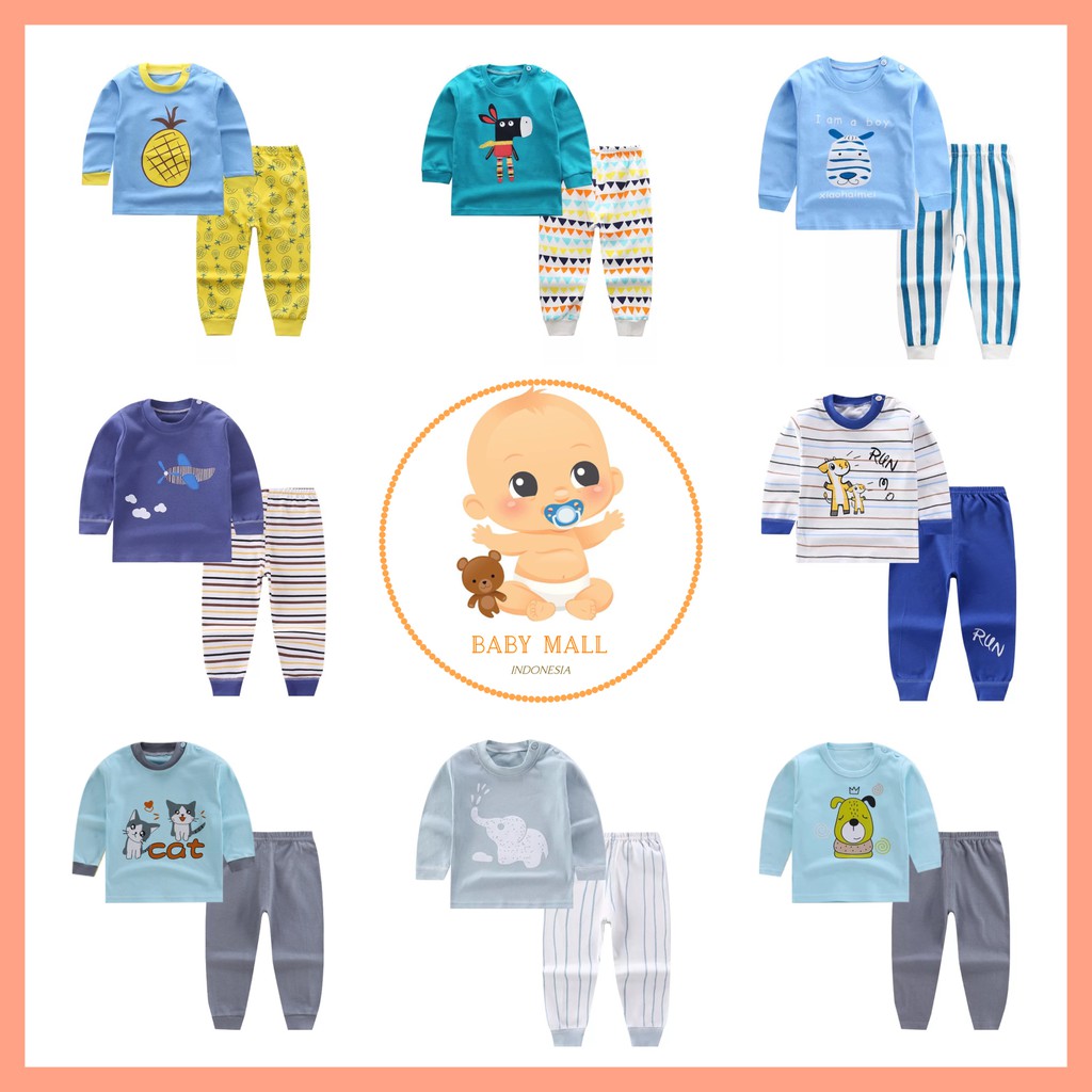 Babymall.id✨ XHM - BLUE SERIES Setelan Lengan Panjang Baju Tidur Import Anak Bayi 100% IMPOR PREMIUM