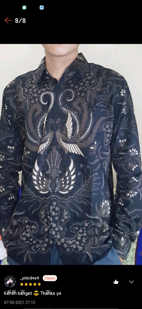 Sawonggaling Kemeja Batik Pria Lengan Panjang Slimfit Katun Printing Hem Baju Seragam Kantor Modern