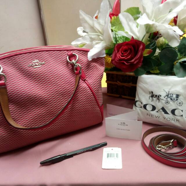 Coach small kelsey jacquard red original
