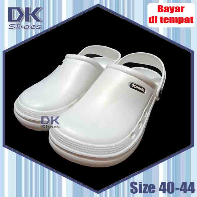 DK Shoes - Komin BAIM 36-44 Putih / Sandal Selop Bakpao Laki Murah / sepatu perawat / Sandal PVC / Sandal bidan / dokter