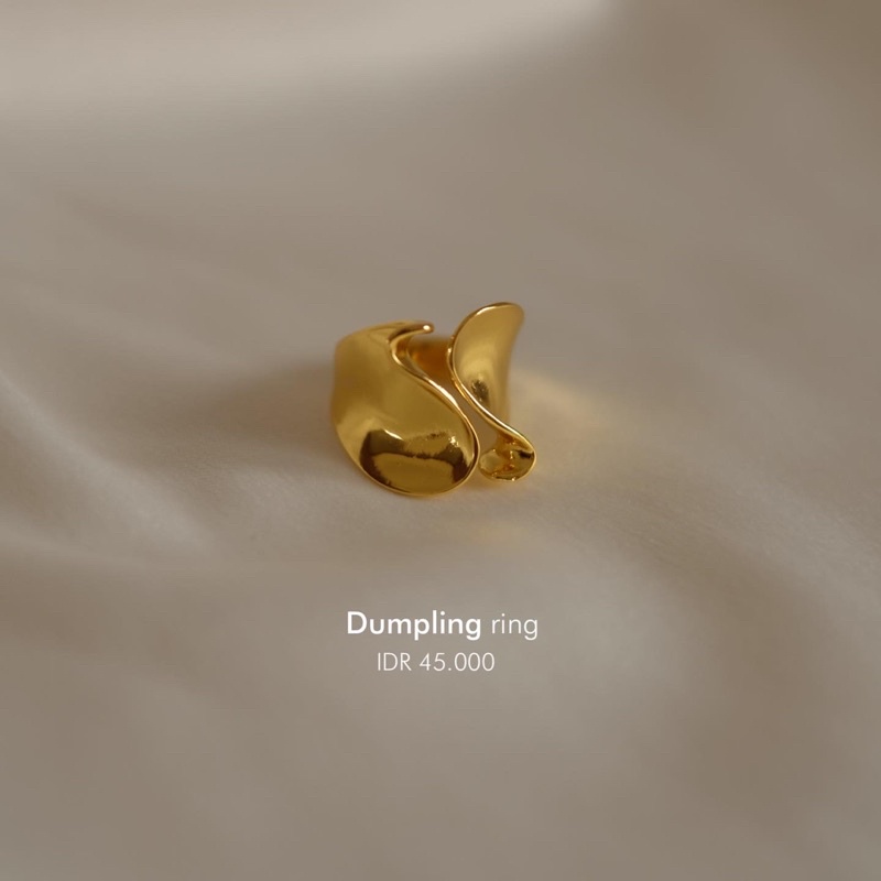 Ark.co - DUMPLING ring &amp; earrings cincin anting folded gold irregular chunky minimalis