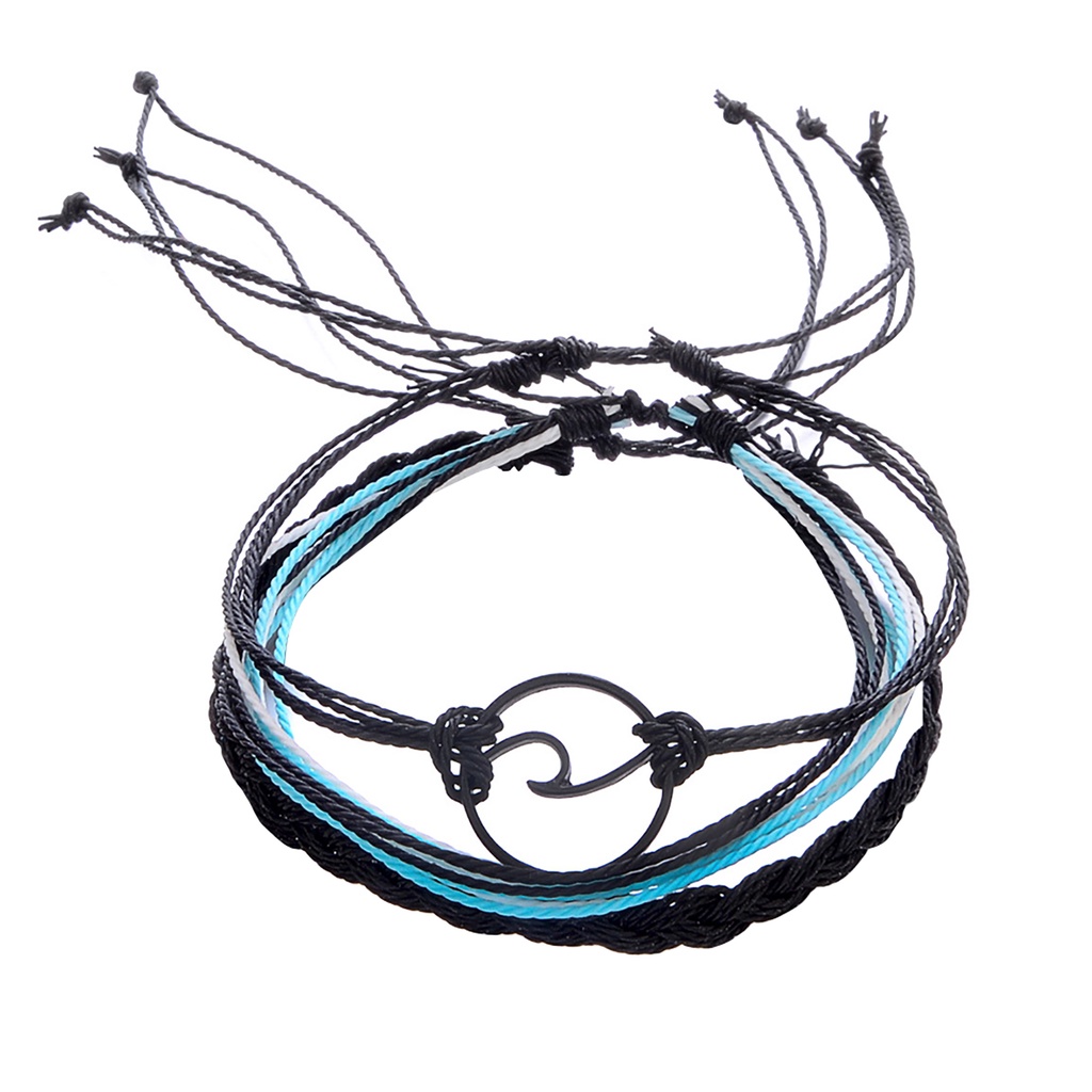 3pcs / Set Gelang Tali Kepang Multilayer Gaya Bohemia Untuk Kencan