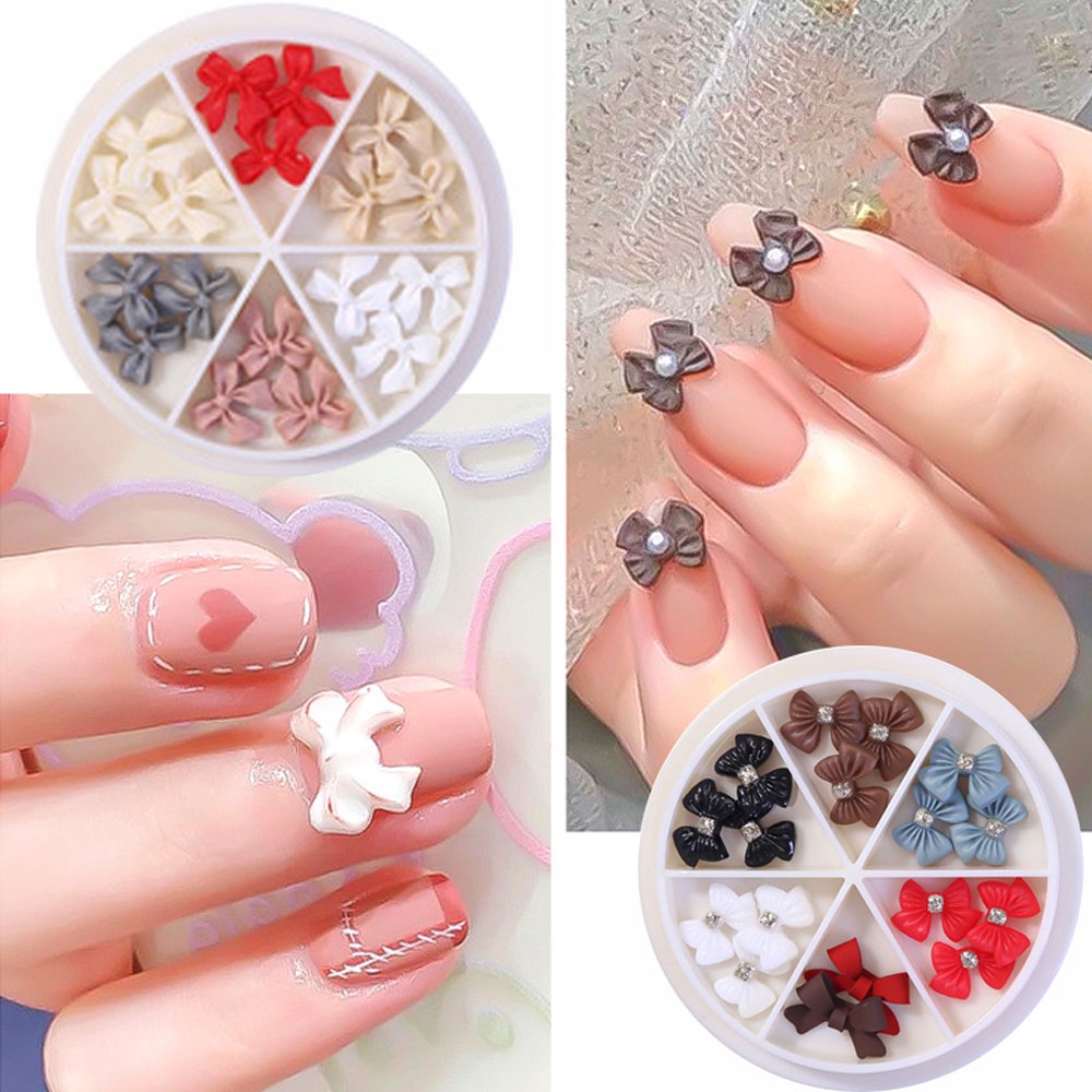 MXBEAUTY 1 Box Nail Art Bow Creative Nail Rhinestones 3D Nail Decoration Candy Color Resin Bow Ribbon AB Crystal DIY Manicure Accessories Various Nail Jewelry