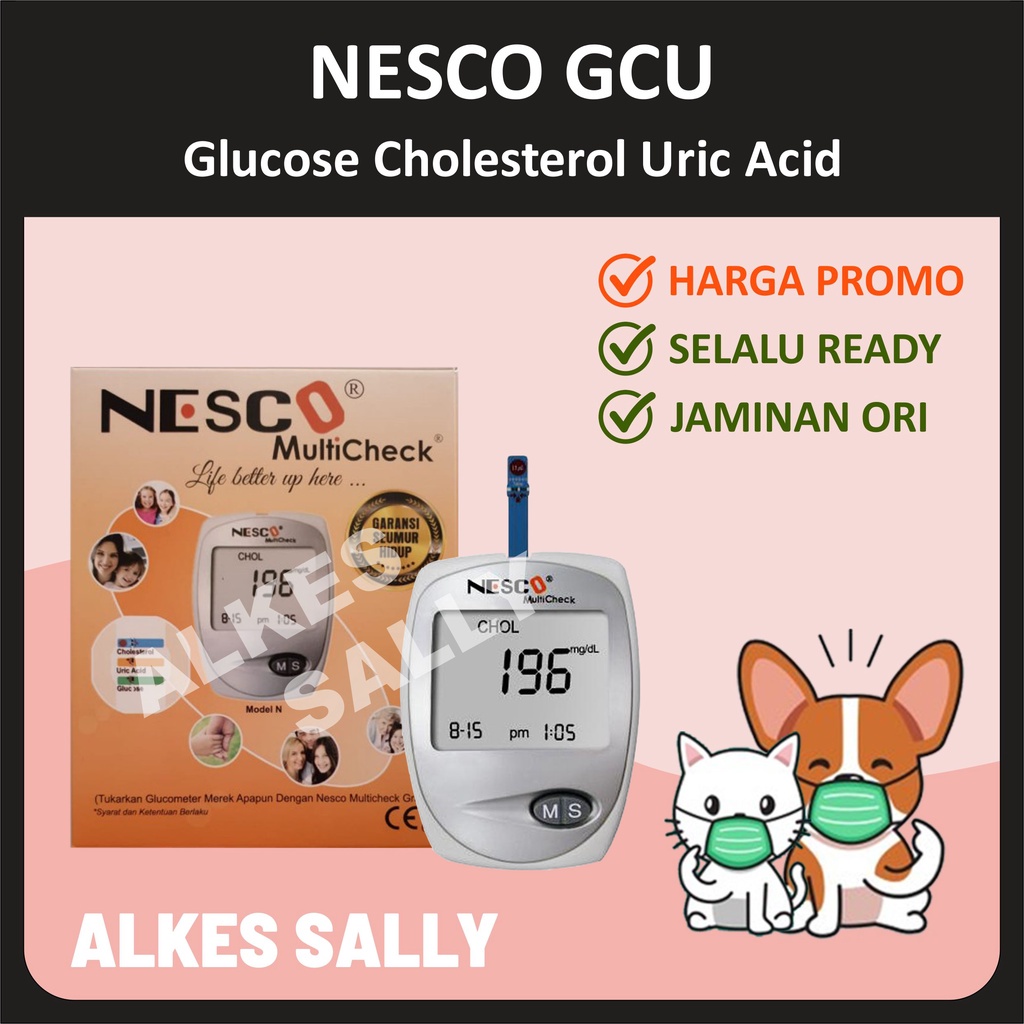 Nesco Alat GCU Mesin Nesco Tes Gula Darah Cek Asam Urat Dan Kolesterol 3 In 1 Bonus Strip
