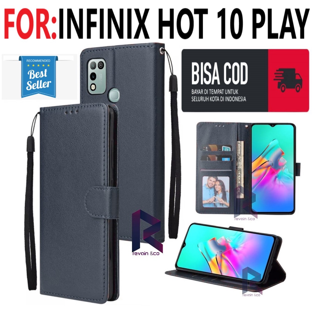 CASE INFINIX HOT 10 PLAY FLIP WALLET LEATHER KULIT PREMIUM SARUNG BUKA TUTUP FLIP CASE INFINIX HOT 10 PLAY