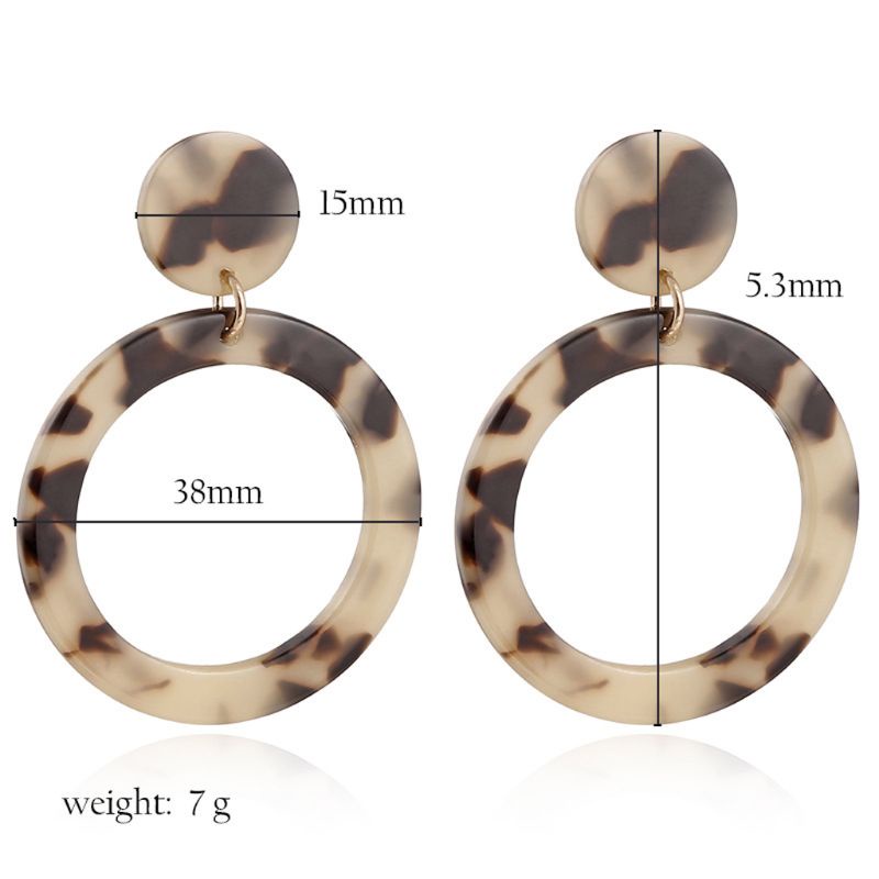 SIY  Leopard Earrings Acetate Earrings Geometric Round Brown Acrylic Drop Earrings